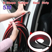Zwarte afdichtstrip 5m b-vormige rubberen tochtstrip universeel dubbelzijdig