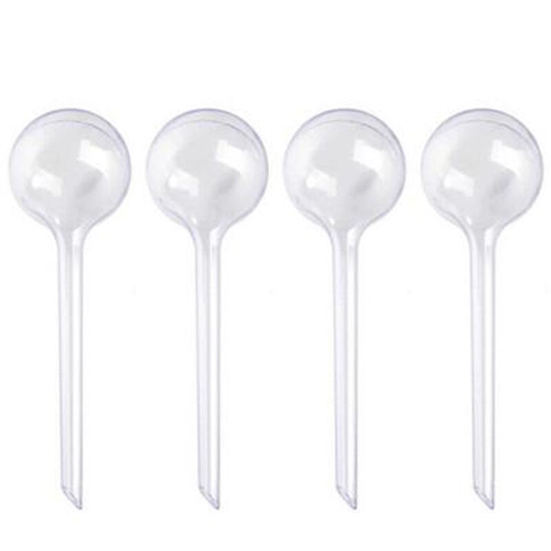 Alimentador automático de agua para plantas, bolas de plástico de PVC, alimentador de flores, latas de riego para interiores y exteriores, 1/4 piezas: 4PCS White
