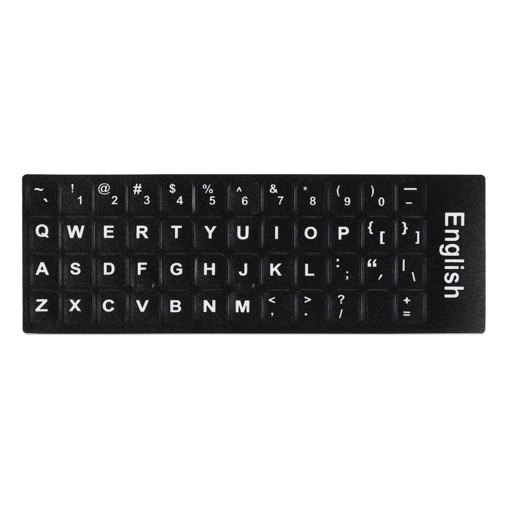 Luminous Keyboard Stickers Laptop PC Letter Alphabet Spanish/English/Russian/Arabic/French Language Keyboard Protective Film: Black English