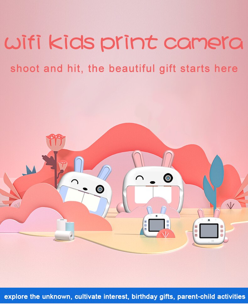Videocamera per bambini stampa termica istantanea videocamera digitale 1080P HD con fotocamera portatile da 8G o 32G per bambini