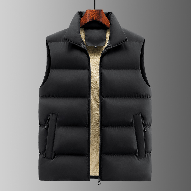 Herren Herbst und Winter neue dicke warme Daunen baumwoll weste modischer und vielseitiger lockerer lässiger Stehkragen ärmelloser Mantel: XXXL / schwarz