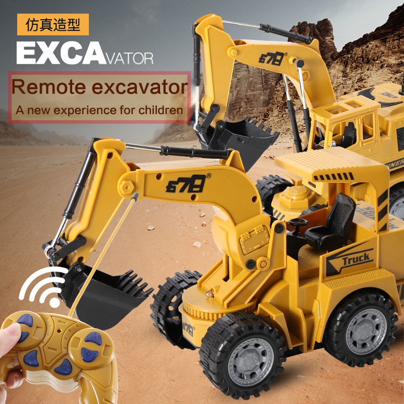 De de 8077E RC camión excavador con mando a distancia de construcción de juguete RC de camión para los niños grúa excavadora de juguete