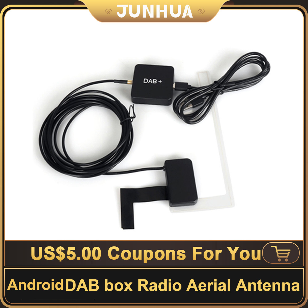 JUNHUA Amplified Digital Radio DAB+ Box Aerial Antenna Windscreen Glass Mount For Android radio Stereo DVD Player