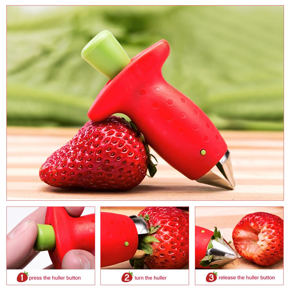 Strawberry Slicer Cutter Corer Fruit Gadget Tools Strawberry Stem Remover Fruit Carving Tools Salad Cutter Cake Decoration