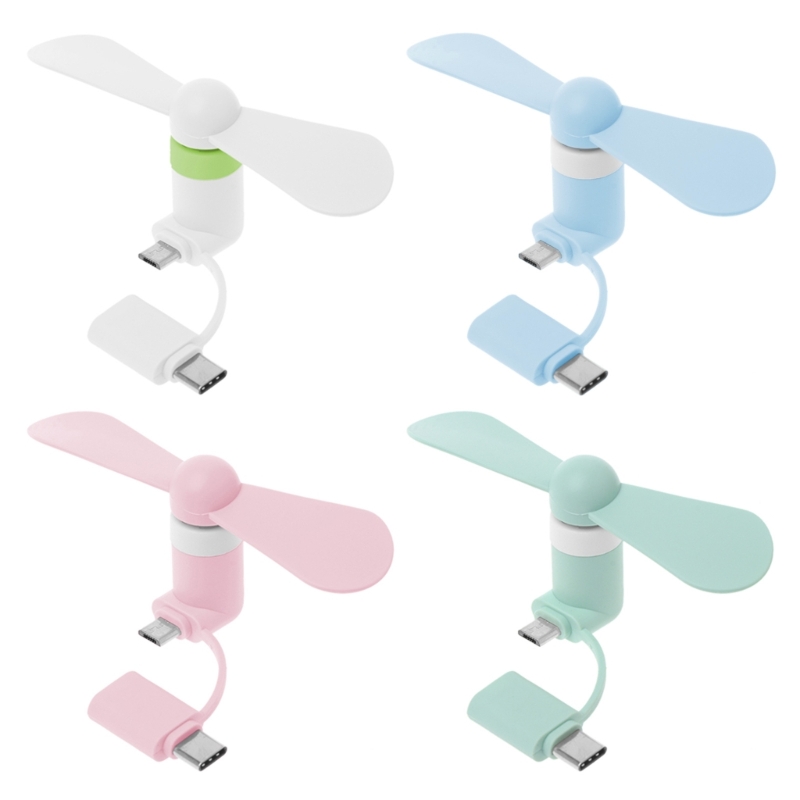 Ventola di raffreddamento portatile 2 in 1 di tipo C Ventola di raffreddamento portatile Mini ventola USB Ventole per telefoni cellulari per telefoni Android Micro USB
