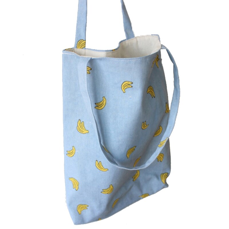 1Pc Banana Patroon Katoen Linnen Schoudertas Winkelen Strand Reizen Tote Handtas