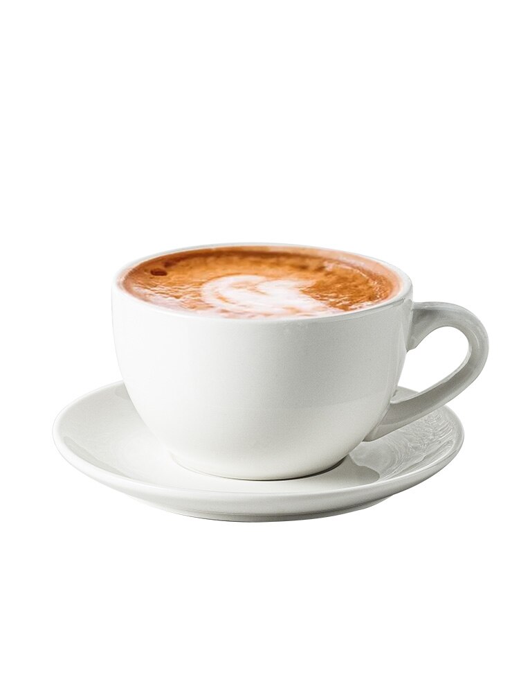 European Coffee Cup Saucer Set White With Handle Non-Slip Ceramics Cup Multi-Specification Afternoon Tea Drinkware