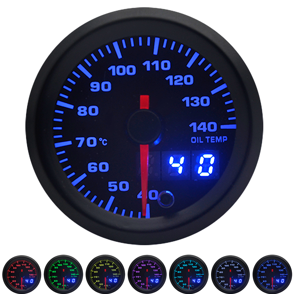 2 "52Mm 7 Kleuren Led Dual Display Boost/Water/Olie Temp/Olie Druk/Volt/Air Fuel Ratio/Egt/Toerenteller Auto Gauge + Gauge Pods: Oil Temp