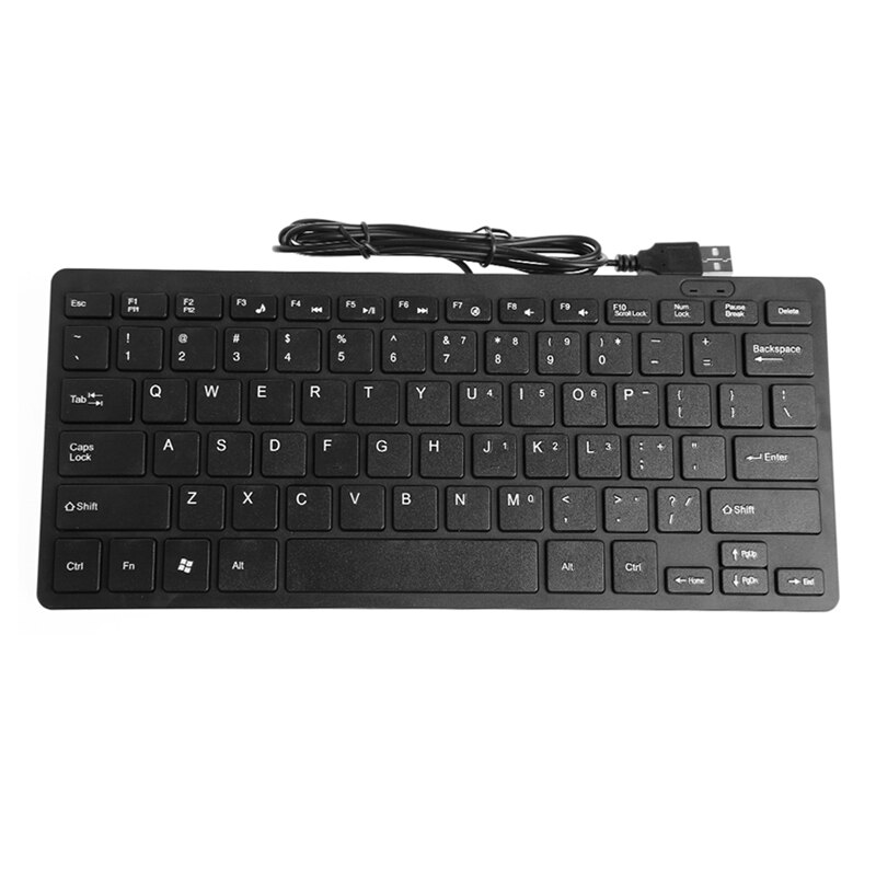 Mini Slim Multimedia USB Wired External Keyboard For Notebook Laptop PC Computer: Black