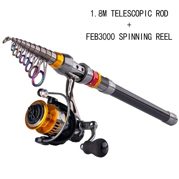 Goture stang combo fiskesett 4000 serie metall spinnende fiskesnelle 1.8m-3.6m teleskopiske fiskestang alt til fiskeutstyr: 1.8m