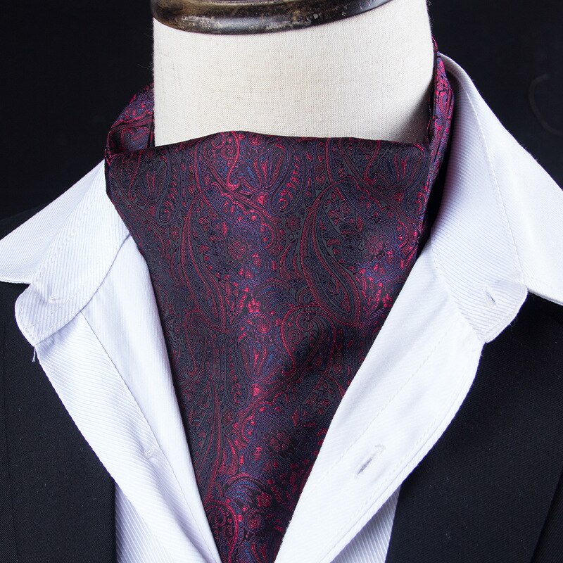 Paisley Floral Ascot Tie Men Pink Ascot Cravat Man Green Silk Cravat Tie Mens Brown Polyester Wedding Ascot Scarf Green B109: B108-017
