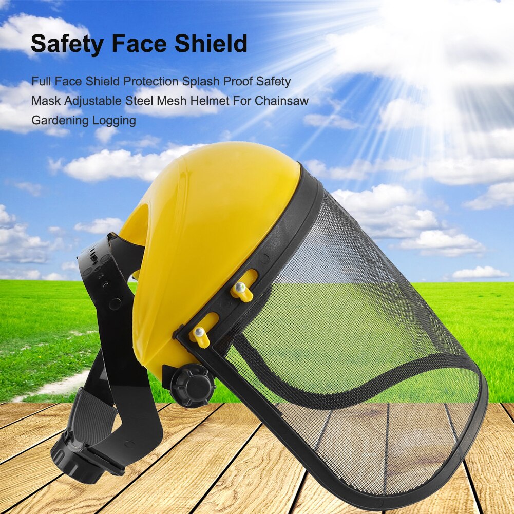 Industrial Safety Full Face Shield Wide Visor Clear Screen Anti-shock Face Screen Or Adjustable Steel Mesh Sports Safety Helmet