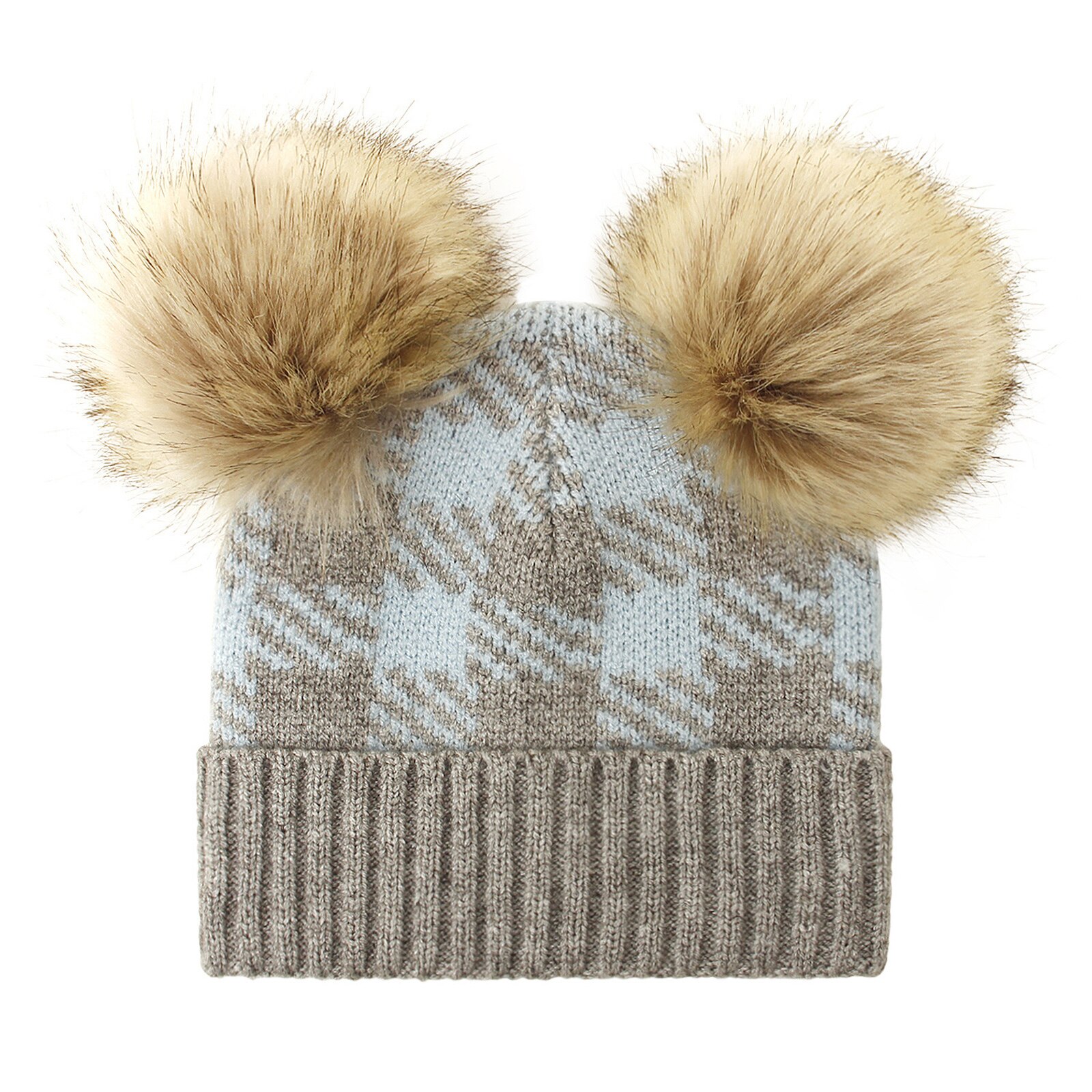 Baby Pet Met Decoratieve Pluche Ballen Plaid Gedrukt Patroon Warme Hoed Voor Winter/Herfst 0-2 Jaar: B