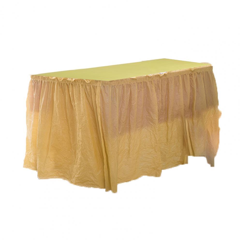 Table Skirt Anti-deform Table Skirt Cover PEVA Convenient High Stickiness Decorative Desk Cover: Yellow