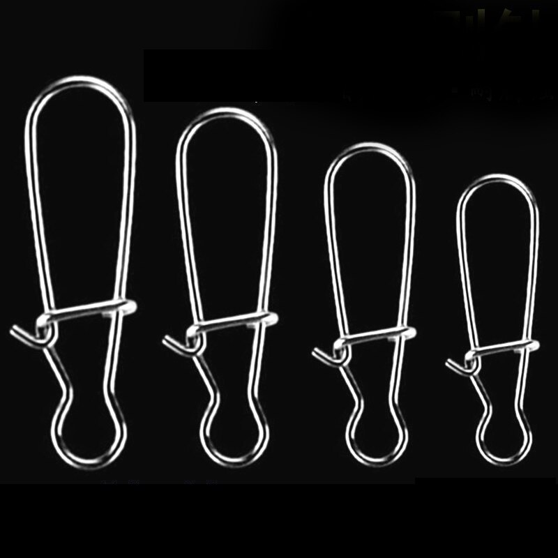 50pcs Stainless Steel Hooked Snap Fishing Barrel Swivel Safety Snaps Hook Lure Accessories Connector Snap