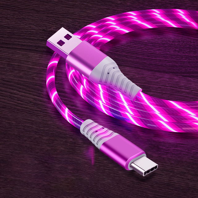 Nnbili 3a lysende opladningskabel led micro usb type c kabel hurtigopladning til huawei xiaomi lysende streamer usb c ledning: Himmelblå / 0.75m