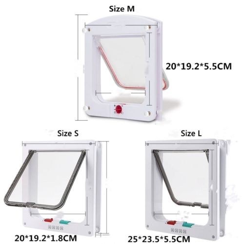 Lockable dog cat kitten security door ABS door plastic S / M / L Animal small cat dog door pet supplies: White / L