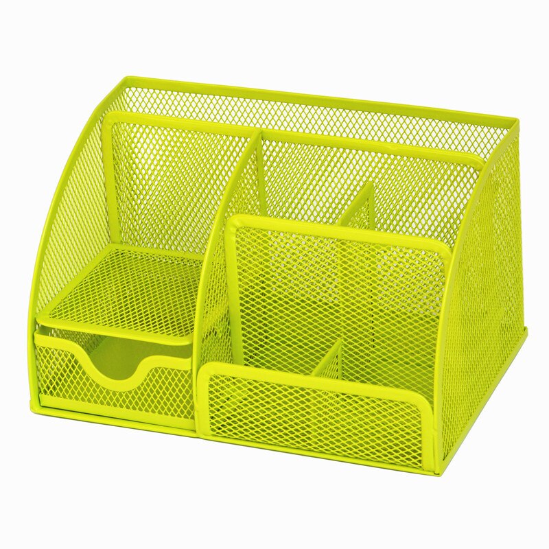 Metal Color Desk Organizer Combination Mesh Desktop Pencil Pen Badge Holder Storage Box Stationery Ruler Office School Supplies