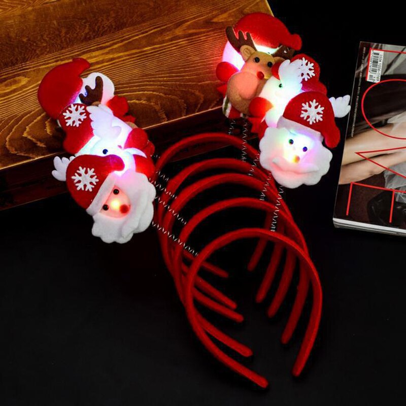 1PCS Christmas series small object LED toy Street stall Headband brooch christmas hat glasses glowing dice ornament: Glowing Headband