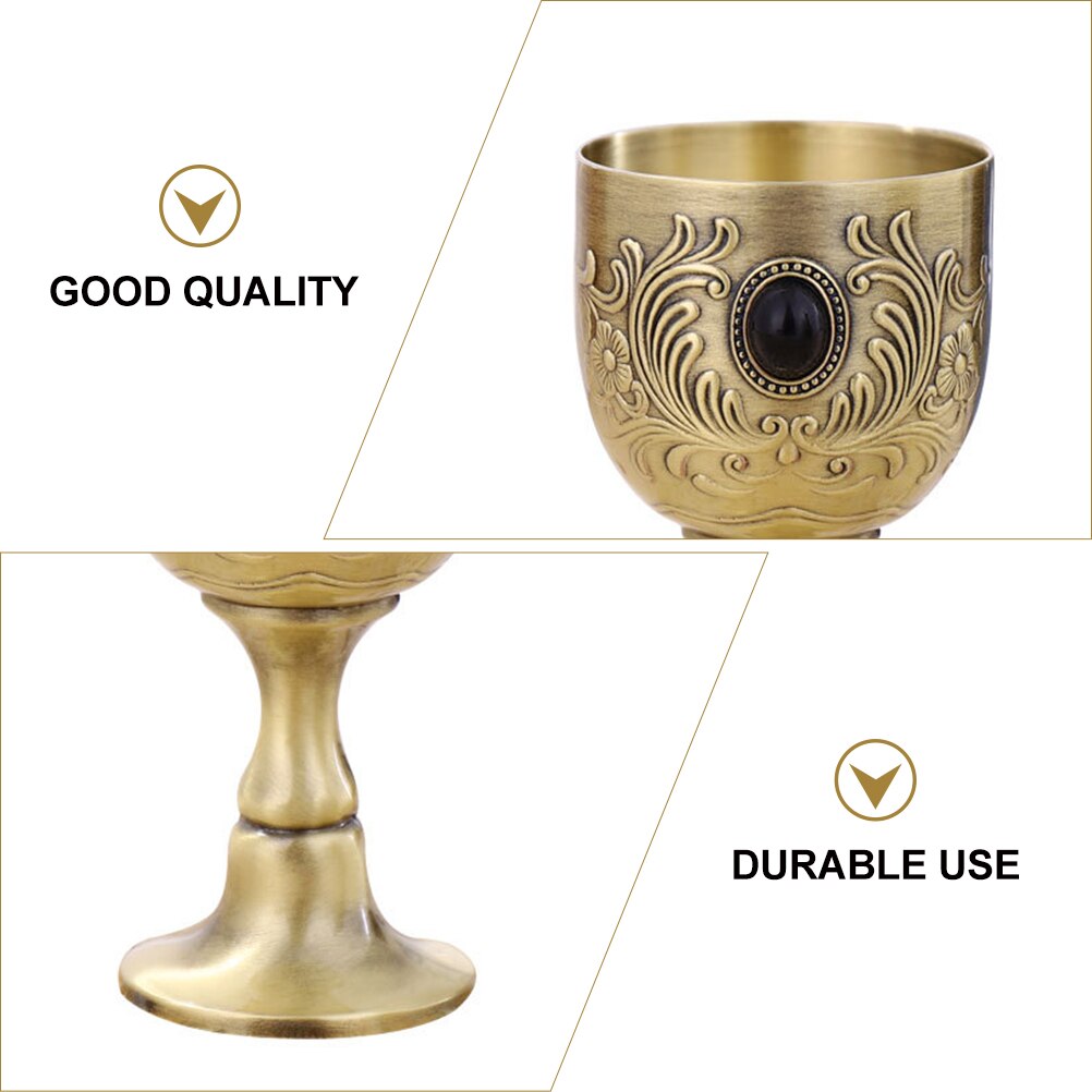 1Pc Wine Chalice Retro Wine Glass Personality Alloy Metal Mini Tall Wine Glass Wedding Party Decoration