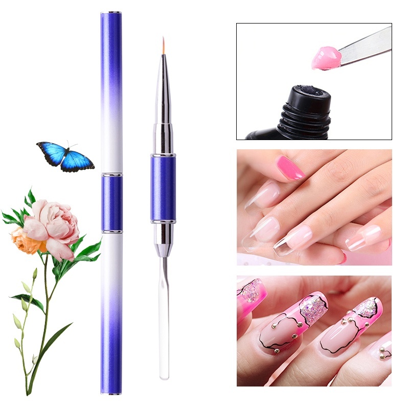 Lápiz de belleza para Nail Art, pluma de acero de doble cabeza y ajuste de pegamento con pluma de pintura de pétalos en forma especial, herramienta de belleza, 1 ud.