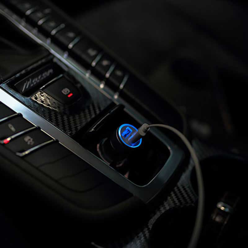 2 puertos de carga rápida USB para coche, adaptador de cargador de teléfono móvil para iPhone 11, Xiaomi, Huawei
