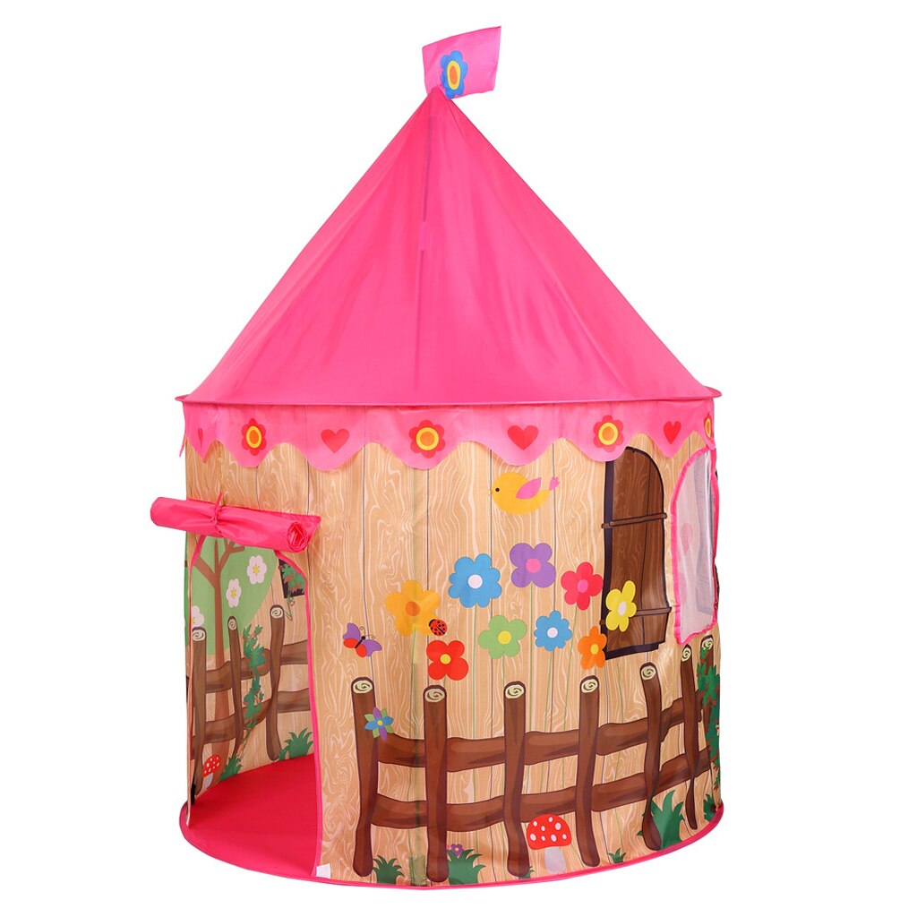 Sammenleggbare prins blomster leketelt lekehus slott for barn jenter utendørs innendørs spill barnehage leke hytte lekegrind leke baby spedbarn