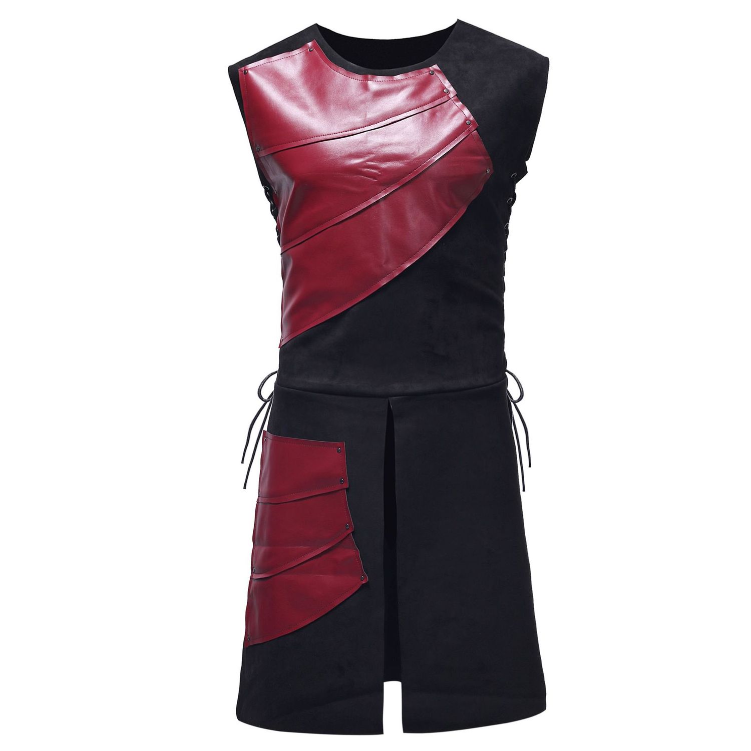 Renaissance Middeleeuwse Ridder Vest Halloween Cosplay Carnaval Party Prestaties Kleding Voor Mannen Volwassen Middeleeuwen Tops: red / 3XL