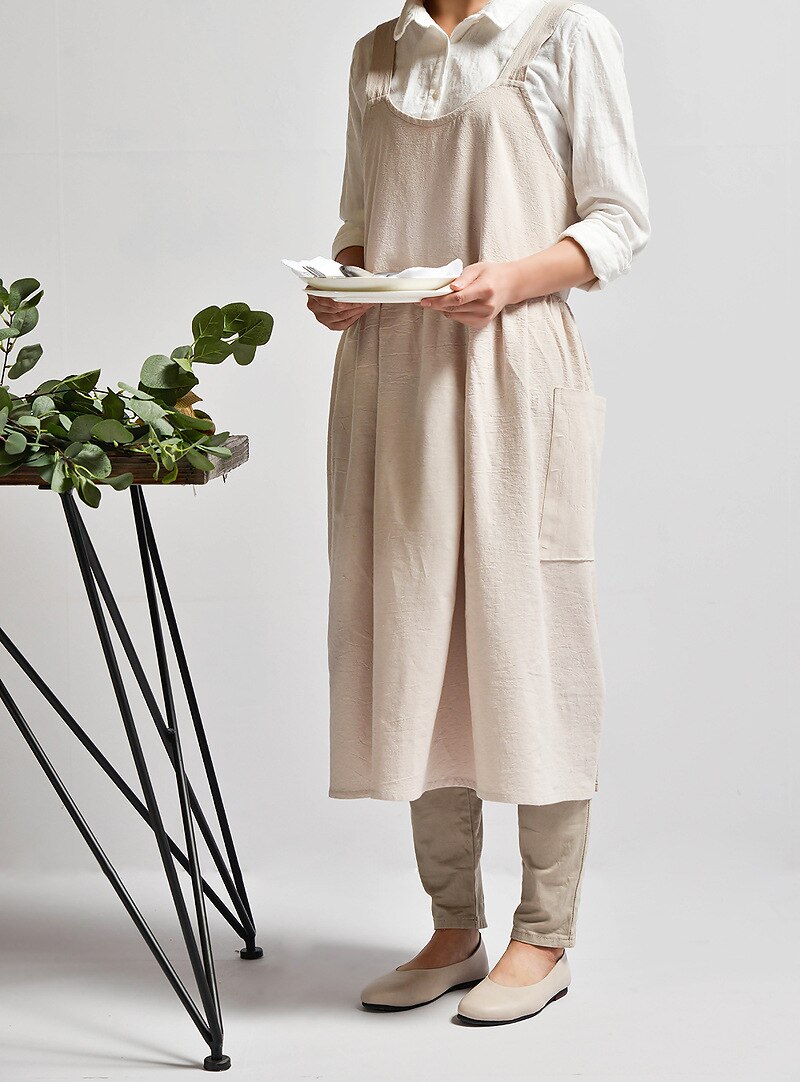 Frauen Kreuz Zurück Schürze Japanischen Hausarbeit Backen wickeln Baumwolle Leinen Floristen Kleid Literarischen Kunst Baumwolle Und Leinen Werbung Schürze: C