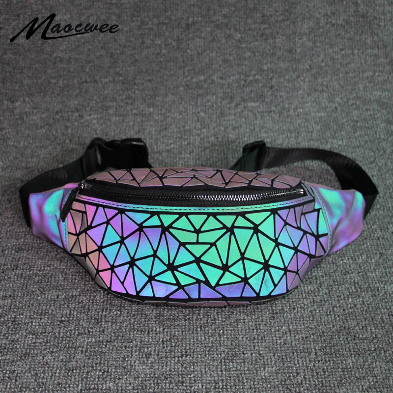 Dame midjeveske fanny pack luksusmerke geometrisk lysende belteveske holografisk reise menn brystvesker håndveske midjepakke