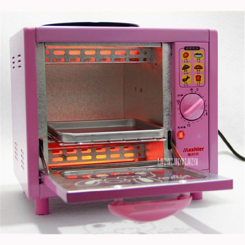 MSL-1028 Oven Electric Mini Oven with Timer Breakfast 12.5L Mini Family Multi-Function Furnace Oven 220V/50 Hz pink