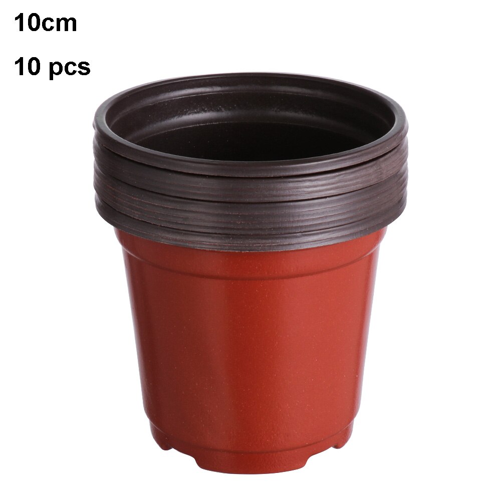 10Pcs Mini Nursery Pots Plant Trays Soft Plastic Two-Tone Round Planter Flower Vases Garden Supply Decor Garden Supply: 10cm