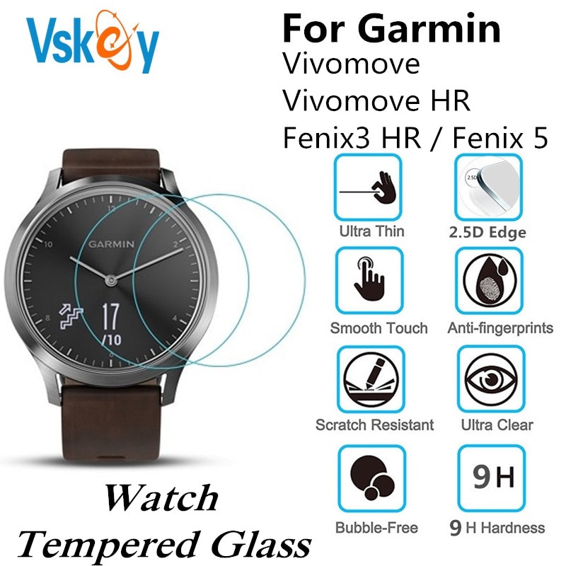 10 stuks schermbeschermers voor garmin vivomove hr fenix 3hr fenix 5 5s ronde smartwatch, gehard glas beschermfolie