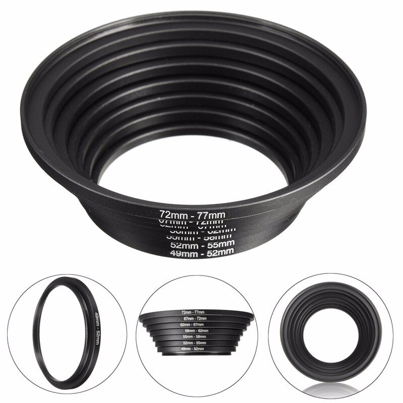 7Pcs/Set Connecting Ring 49 52 55 58 62 67 72 77mm Lens Step Up Down Ring Filter Filter Adapter Ring for Camera