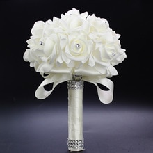barato Prom bebé flor azul broche De ramo De Bodas De Boda boda Ramos PE Rosa diamante cinta ramo AA30