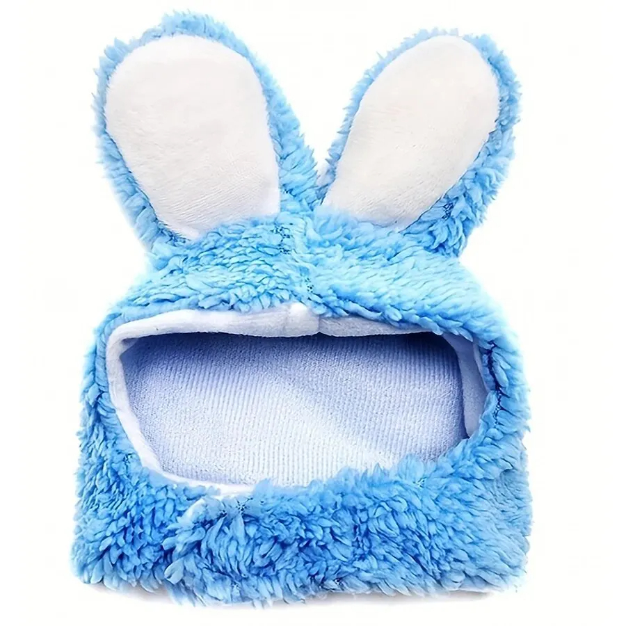 Gorro de gato y conejo, oso de peluche para perros transformado en el casco, orejas de gato Garfield y conejo, famoso sombrero para mascotas en Internet: Azul