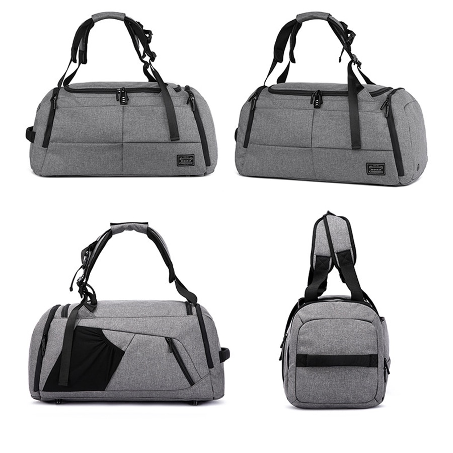 Bolsa de viaje impermeable para hombre, bolsa de gimnasio deportiva, mochila grande multifunción para almacenamiento de zapatos, candado antirrobo de Fitness, color negro