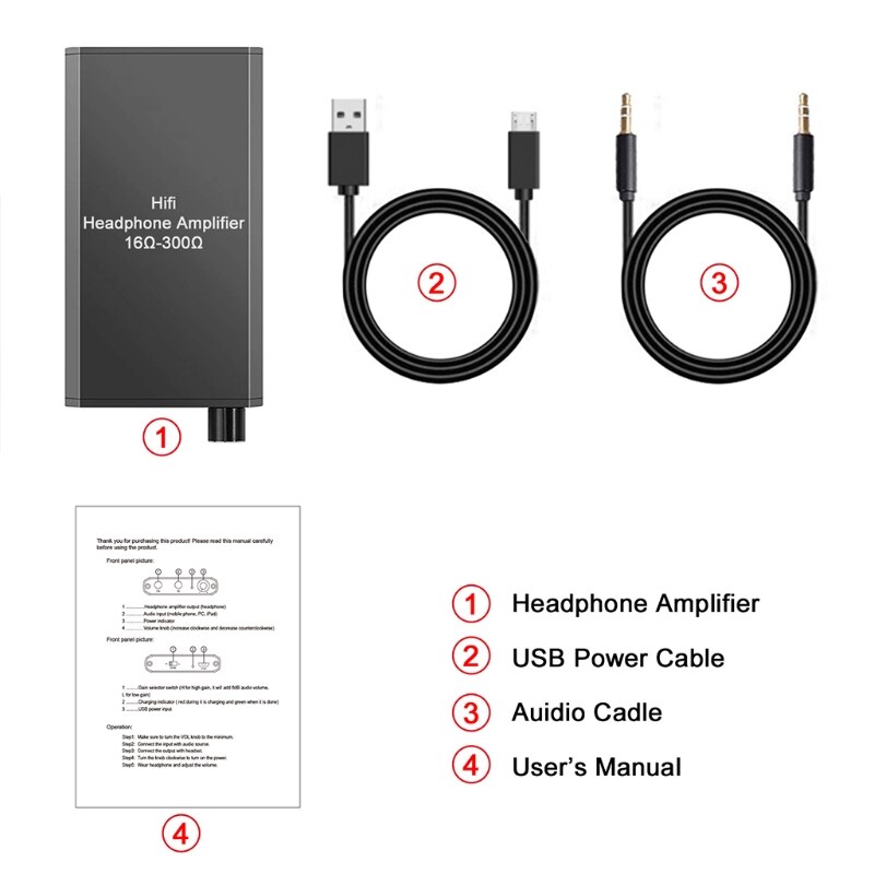 Headphone Amplifier 3.5mm AUX input and output Two-stage Gain Switch Hi-Fi Earphone Headset Switch AMP