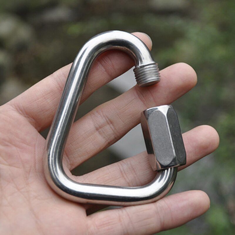Triangle Shape Mountain Rock Climbing Stainless Steel Carabiner Lock Buckle Mountaineering Buckle Screw Safety Q4S0