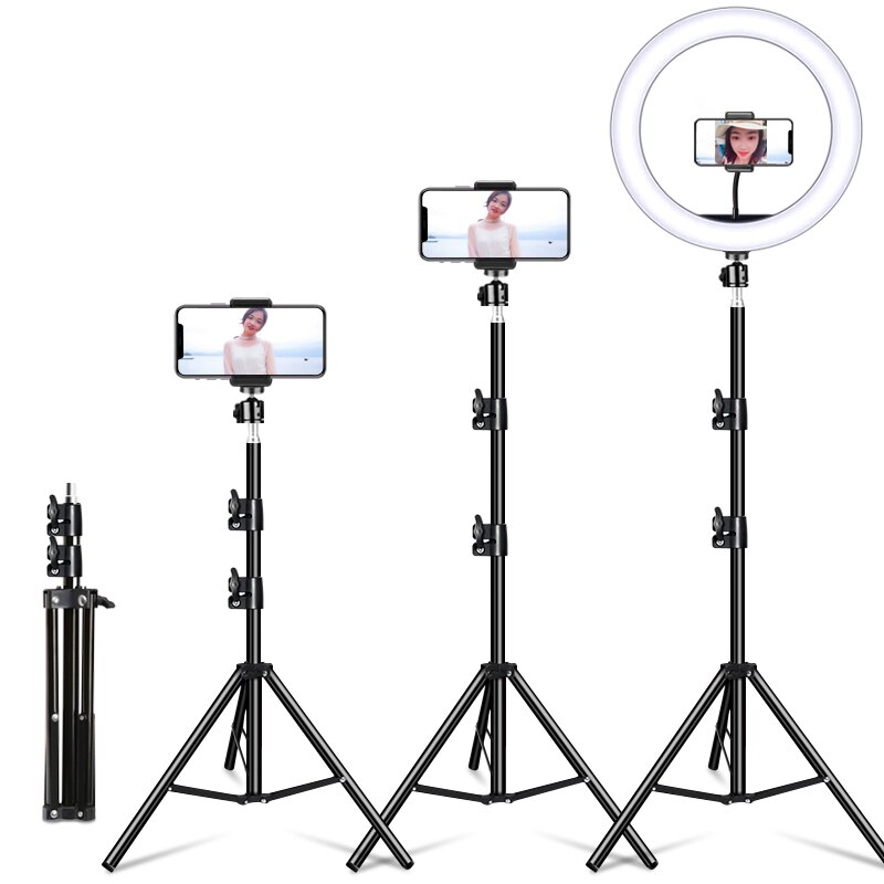 50/160/200Cm Foto Studio Verlichting Stand Opvouwbare Ring Licht Statief 1/4 Schroef Verstelbare Fotografische Lamp Camera telefoon Statief