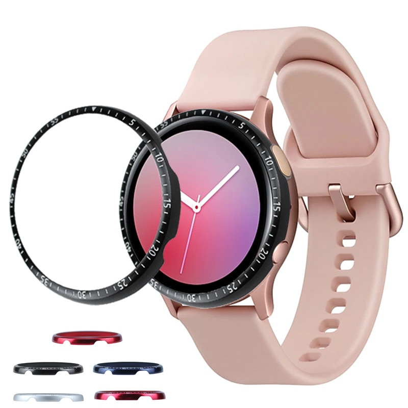 Bezel ring för samsung galaxy watch active 2 40mm 44mm skydd fodral fodral sport lim metall stötfångartillbehör aktiv 2 40