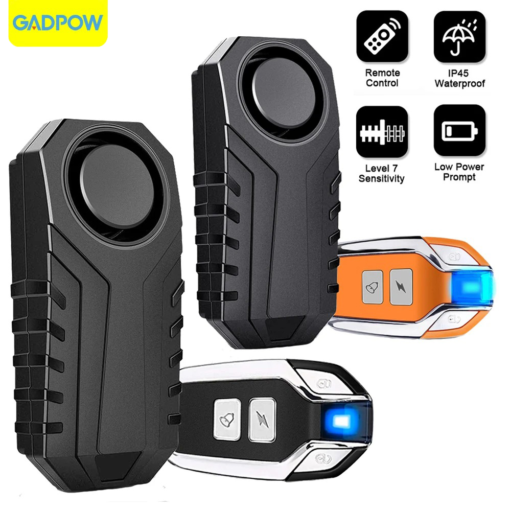 Gadpow Motorcycle Bike Wireless Remote Control Alarm Vibration Sensor 113dB Loud Waterproof Security Alarm