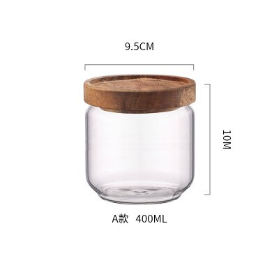 Huishouden Keuken Acacia Hout Verzegeld Opslag Jar Verzegelde Pot Gaopeng Silicium Glas Opslag Fles: 400ml
