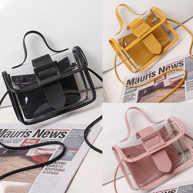 Lente Zomer Mode Vrouwen Transparante Vierkante Sling Bag Cool Schoudertas Messenger Bag Mobiele Dame Tas