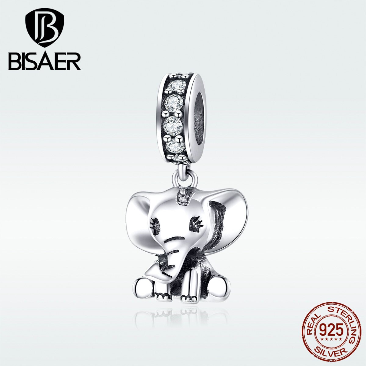 Elephant Authentic 925 Sterling Silver Elephant Beads Charms fit BISAER Bracelets Silver 925 Jewelry ECC1338