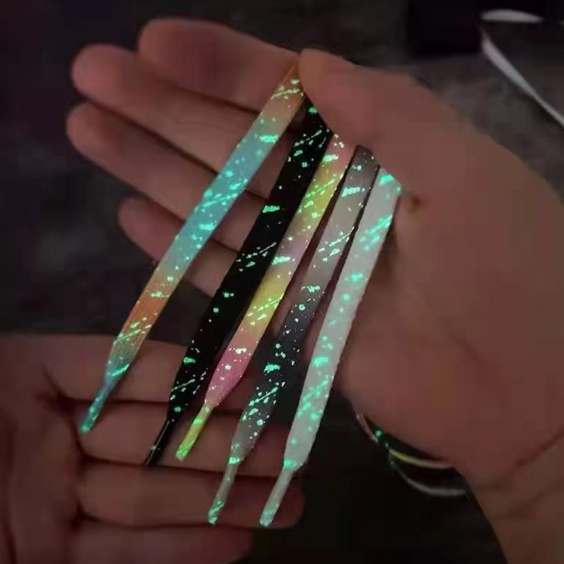 Cordones luminosos para zapatillas planas, cordones fluorescentes de lona que brillan en la oscuridad, 5 colores, 120/140CM
