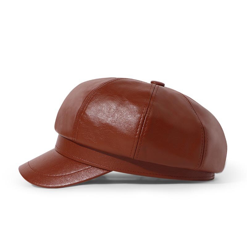 Béret en cuir PU pour homme, Casquette coupe-vent, chapeau plat de printemps, sangle latérale chaude, 2022: B