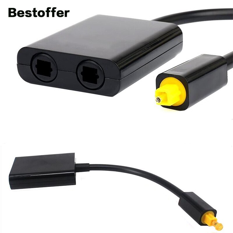 20CM Toslink Digital Optical Audio Fiber Cable 2 in 1 out Splitter Adapter: Default Title