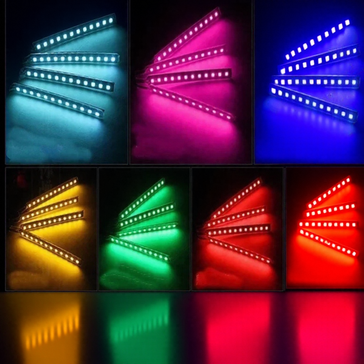 Auto LED Strip Licht RGB Kleur Veranderende Sfeerverlichting Kit 12V Afstandsbediening voor Auto-interieur Decoratie: Default Title
