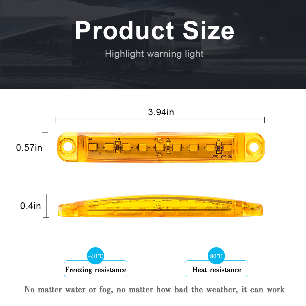 9 luces LED de señal lateral para camión, luz trasera para remolque de coche de 24V, lámpara de giro de freno de marcha atrás, luz impermeable, accesorios para vehículos